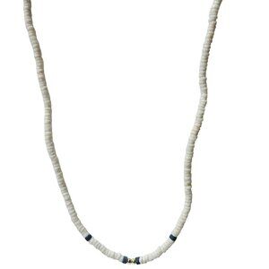 Vintage Boho White Blue Heishi Bead Necklace Boho Beach Core Fashion Jewelry Men